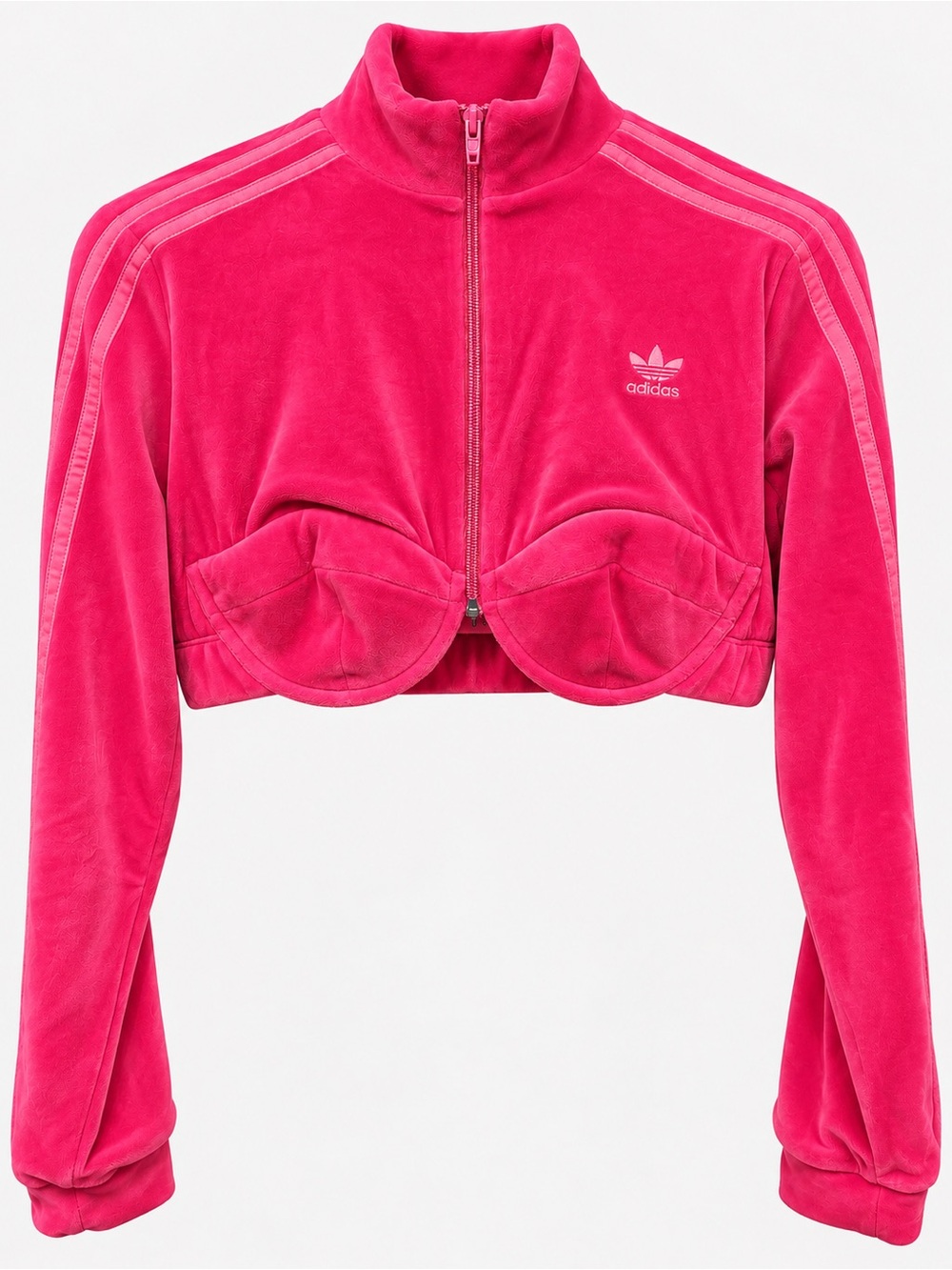 Adidas Originals x Jeremy Scott Pink Velour Cropped Track Jacket NWT L